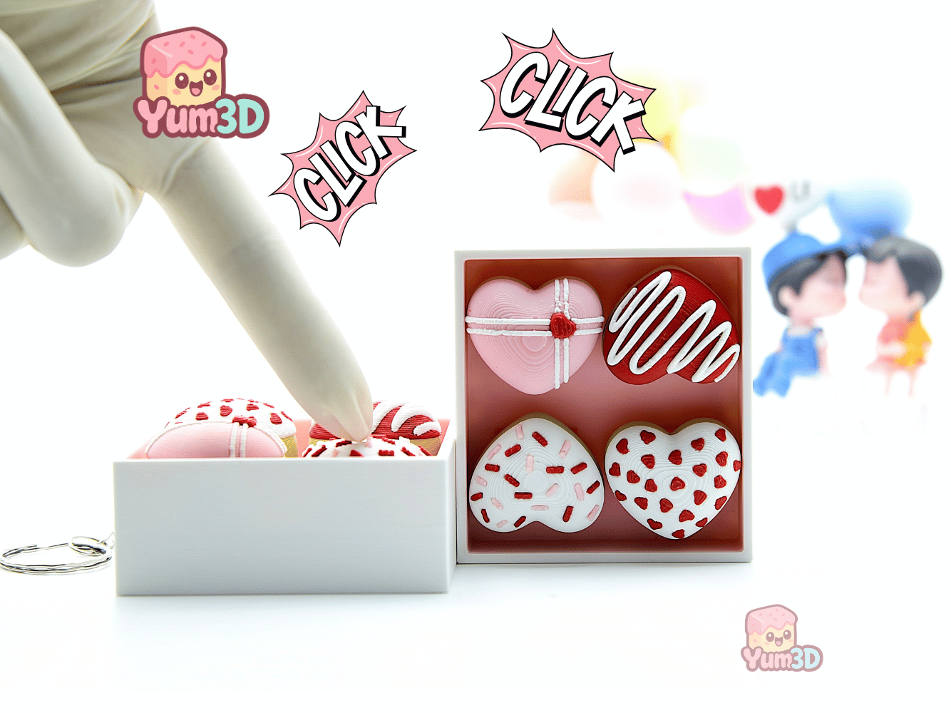 未使用 INFINITE ソンギュ キーホルダー 📦 Yum3D Valentine Donut Box Fidget Clicker Keychain - Cute